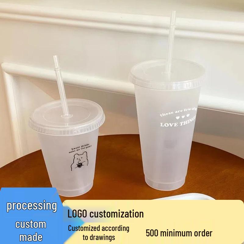 2025 Summer Recyclable Travel Mug with Straw - Large Capacity Plastic Cup