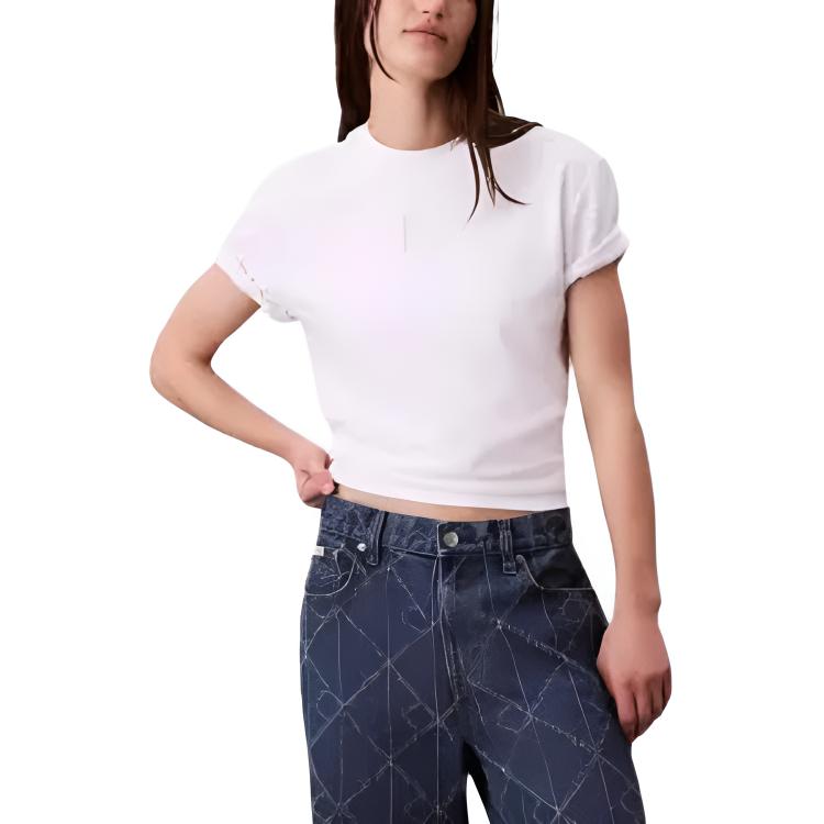 Calvin Klein Simple Round Neck Soft Comfortable Casual Short Sleeve T-Shirt Women tops 44D202G-YAA