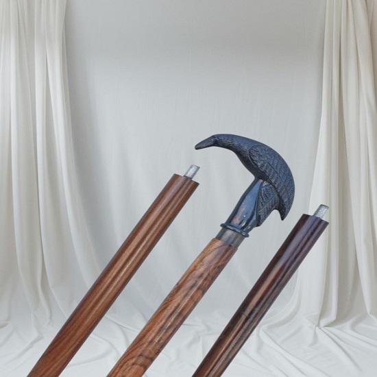 Raven Head Walking Cane Adjustable Hardwood Hiking Staff Gothic Crow Handle Walking Stick
