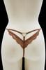 Taupe Lace Thong With Golden Heart Jewel Pa02 Mbrw
