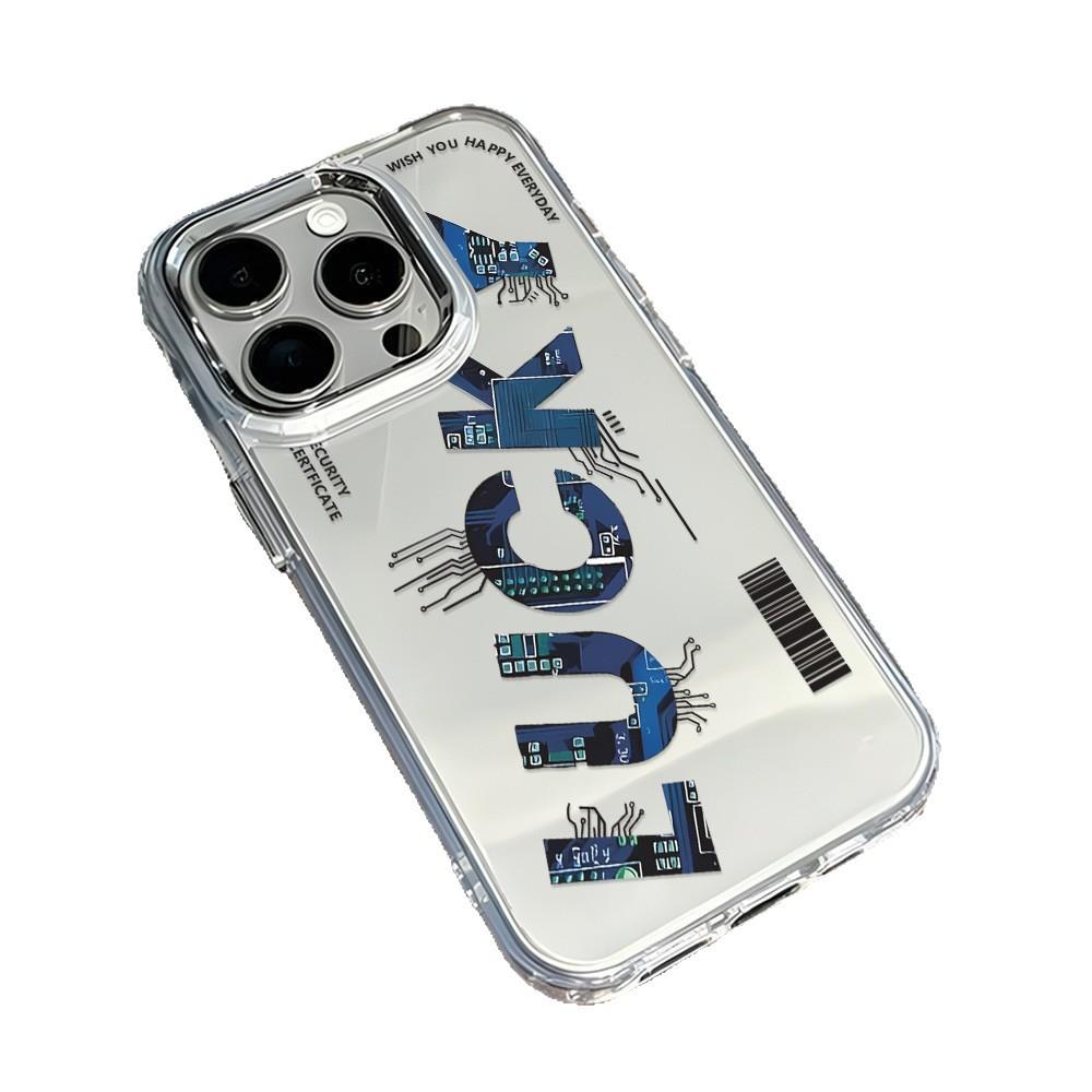 Applicable to iPhone17ProMax pink blue frame simple English mobile phone case Apple 16 soft case 15Pro delivery ins