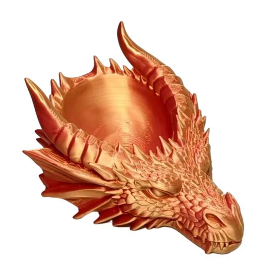 Dragon Head Organizer Tray & Candle Holder, 3D Printed Resin Decorative Dish for Keys, Jewelry, Earrings, Gothic Home Desk Entryway Decor