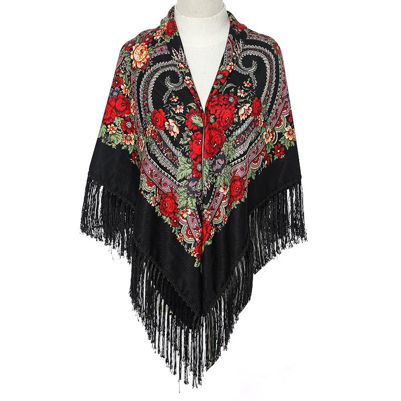 

Ethnic Style Shawl Women s Versatile Printed Tassel Scarf Autumn And Winter Retro Shawl