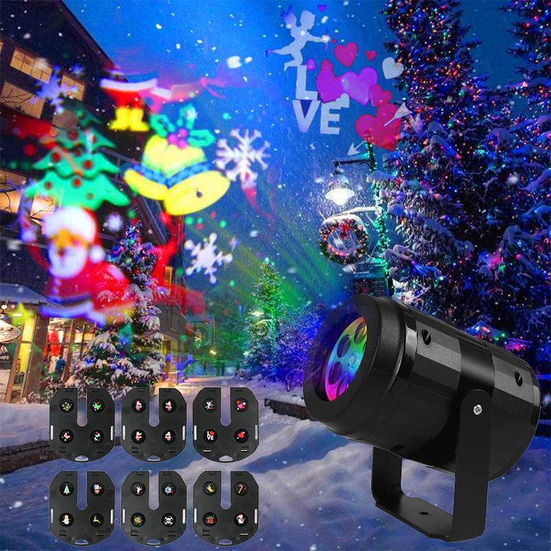 Lumină de proiecție de Crăciun Lumină de Crăciun de înlocuire cu 6 carduri