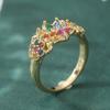 Vintage Inlaid Multi-color Synthetic Zircon Flower Style Gold Color Ring for Women's Banquets Parties Jewelry Accessories Gifts