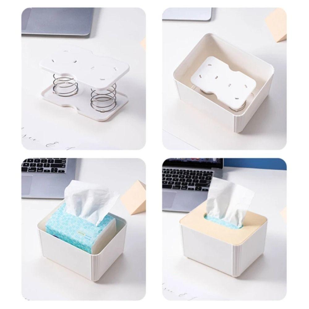 Plastic Spring Tissue Box Practical Double Springs Creative Draw the Paper Accessories