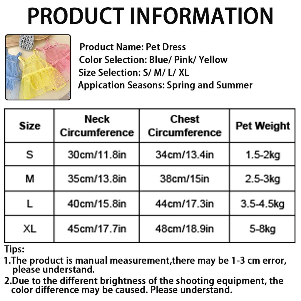 Puppy Summer Clothes Thin Dog Dress for Small Dog Clothes for Pets Clothing Summer Cooling Cat Clothes Cute Girl Mesh Dress Dogs