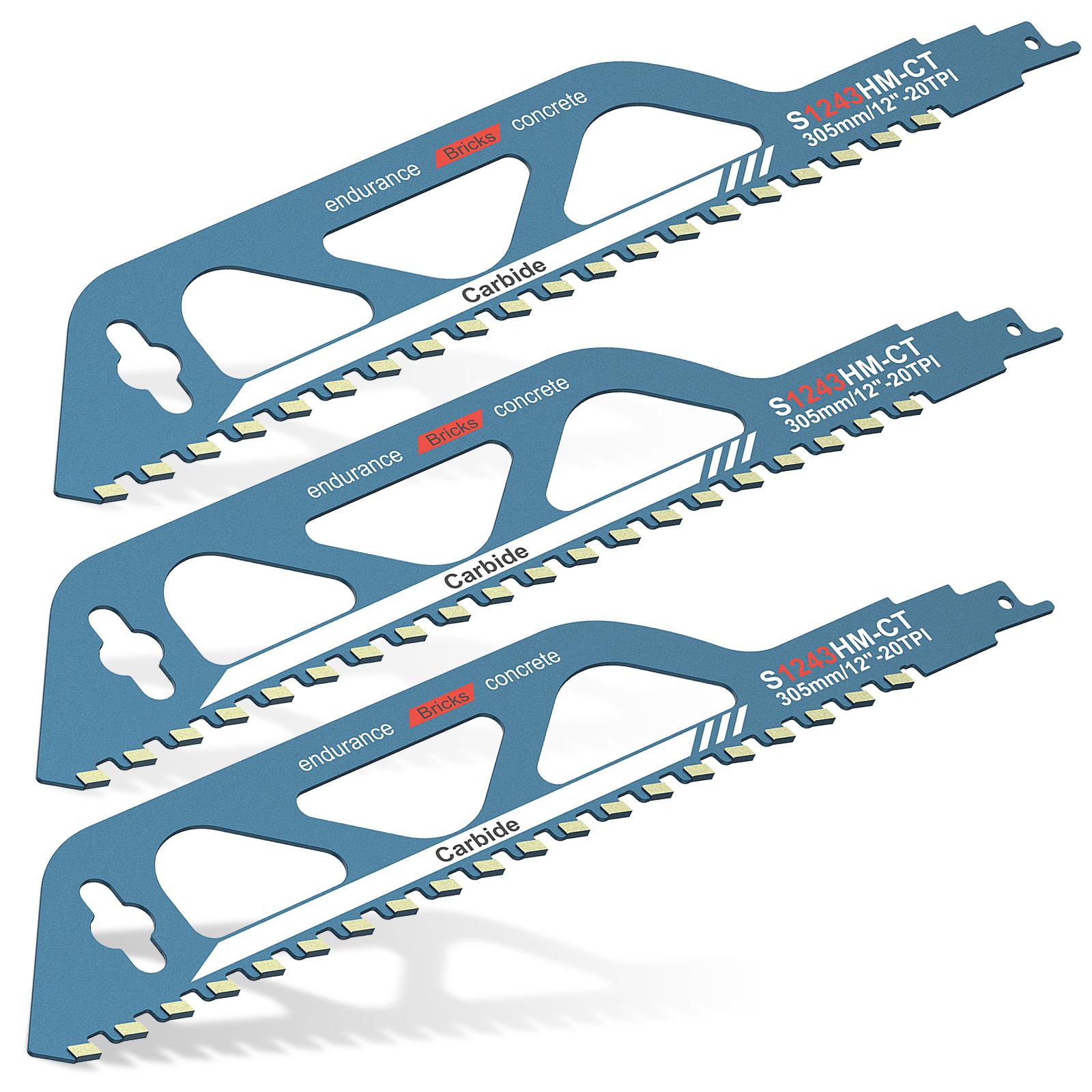 

3Pcs Alloy Reciprocating Saw Blade Cutting Recip Sabre Saw Blade for Cutting Bubble Brick and Concrete Block with Hand Tools