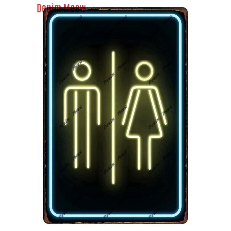 Funny Personalized Washroom, Metal Tin Signs, Vintage Toilet Sign, WC Lavatory Wall Art, Bathroom Decor, Restroom Plates, WY156