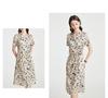 Age reducing print: Heavy weight mulberry silk 26 spring/summer small V-neck fashionable slimming temperament elegant commuting dress