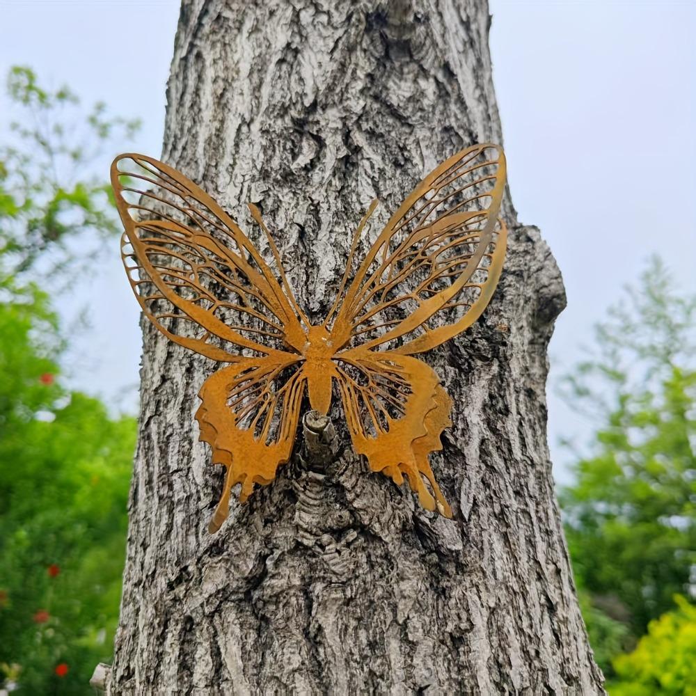 Outdoor Indoor Decor Butterfly Garden Sculpture Open Wings Design Porch Decorating Rust Butterfly Wall Art Metal Butterfly Yard