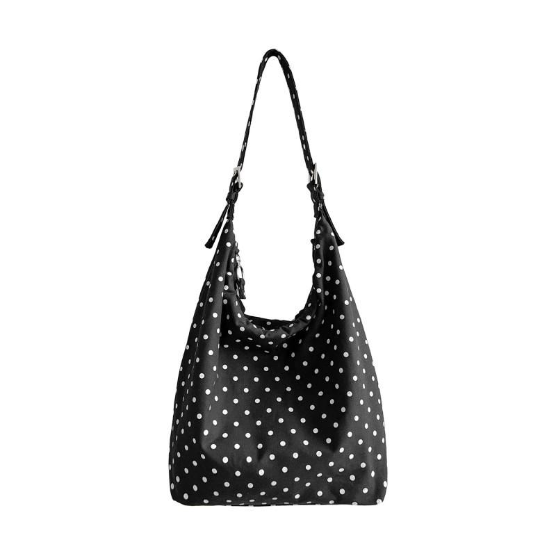 Korean 2025 New Wave Dot Commuter Bag Tote Large Capacity Girl's Artistic Style One Shoulder Underarm