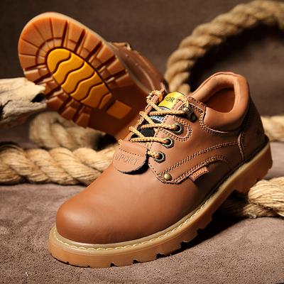 New Brown Men Genuine Leather Casual Shoes Brand Low Top  Boots for Men Work Safety Shoes Couple Tooling Motorcycle Shoes Men