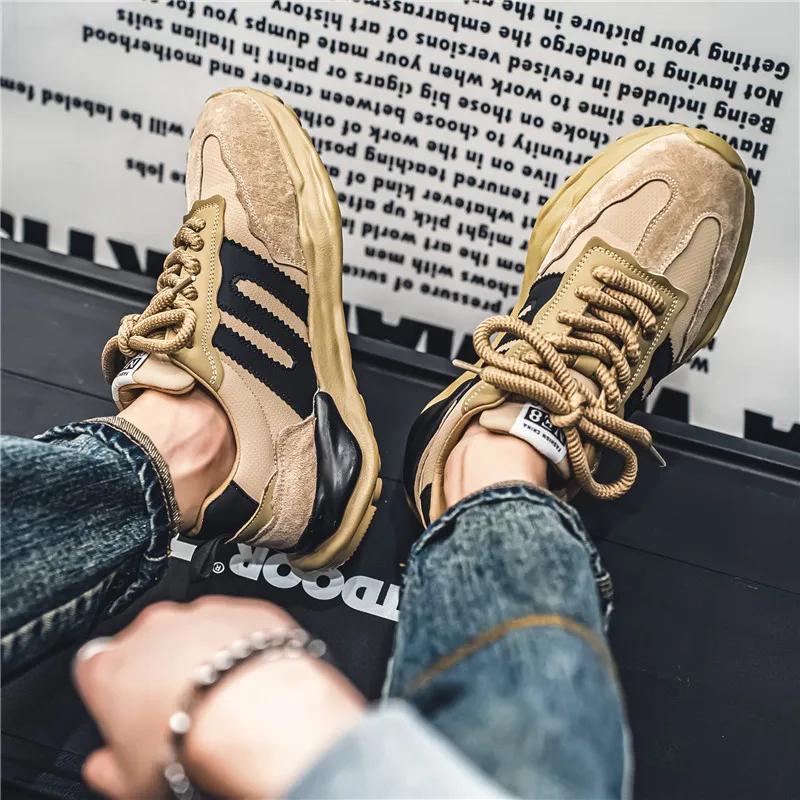 Fashion Autumn Men's Shoes New Style Male Shoe Casual Breathable Sport Trendy All-Match Outdoor Thick Bottom Mans Sneakers Popular Model