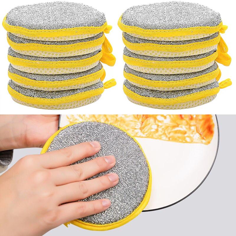 Double Side Sponge To Wash Dishes Useful Things for Kitchen Clean Tools Reusable Washable Sponges