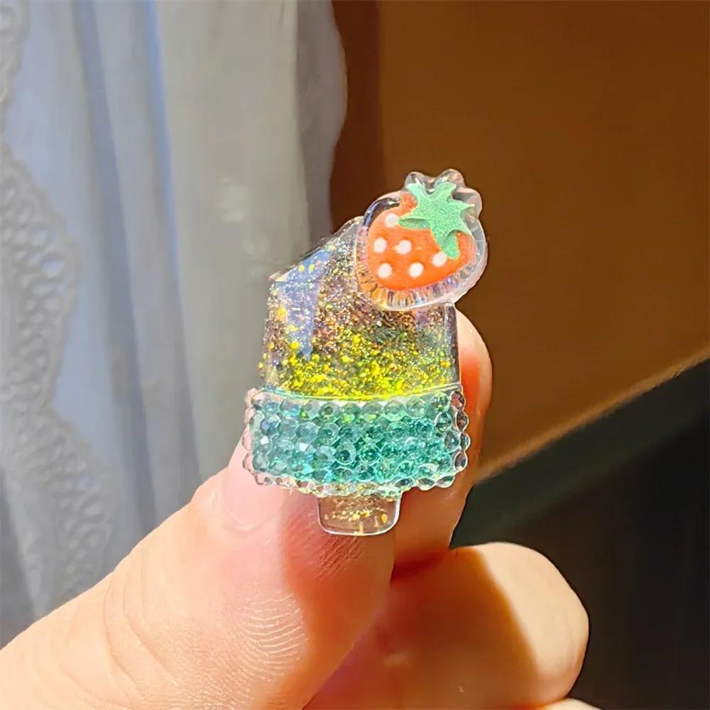 Shoelace Decorative Clip Children's Bling Glitter Princess Ice Cream Rainbow Shoe Buckle Removable Shoe Charms Decorations 1pcs