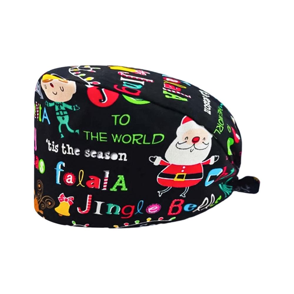 Cute Christmas Cartoon Surgical Cap - Comfortable Cotton Dustproof Head Cover for Chefs & Nurses