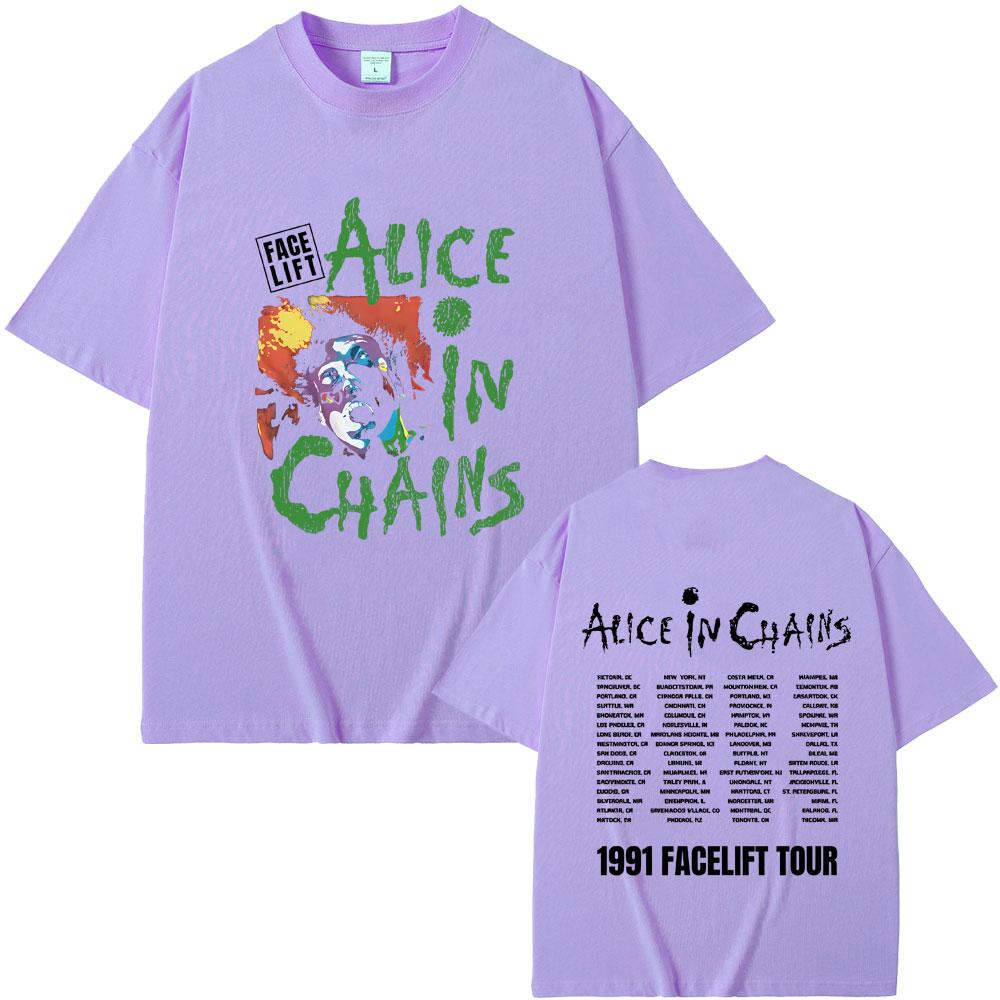 Rock Band Alice in Chains Face Lift Tour 1991 T-Shirt Unisex Damen Punk Lässig Oversized T-Shirt Tops Herren Mode Reine Baumwolle T-Shirts