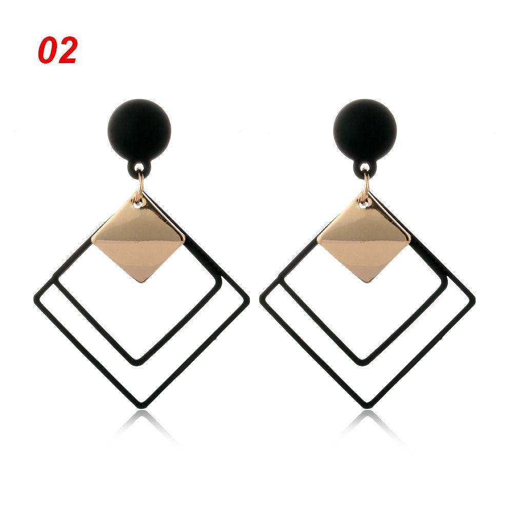 

Elegant Wedding Party Jewelry Gift Gold Metal Drop Dangle Statement Earrings Geometric Wood 2