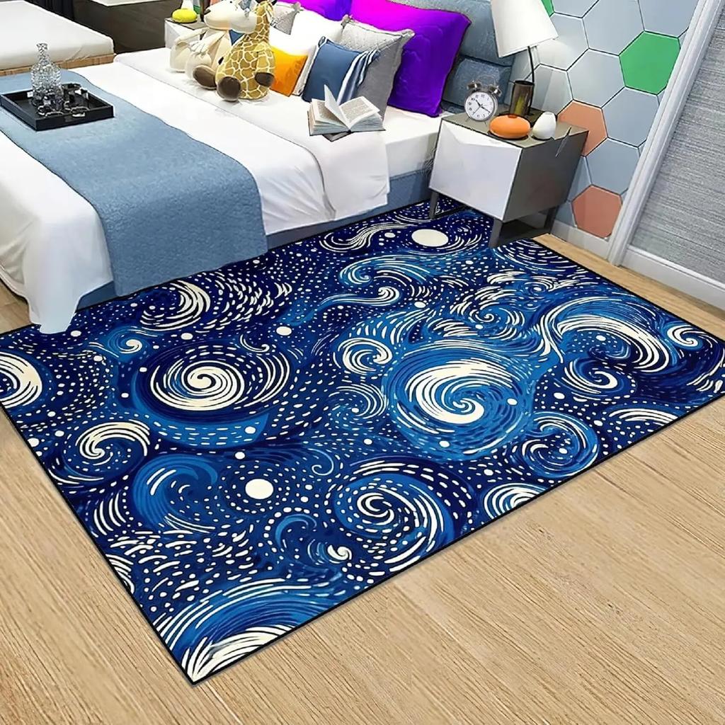 Starry Sky Rug Space Pattern Carpet Solar System Rug for Boy Girls Bedroom Galaxy Starry Sky Area Rug Universe Themed Decoration