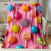 Colorful Candy Pile Print Flannel Blanket Lightweight Soft Warm Throw Sofa Bedroom Camping Travel Gift