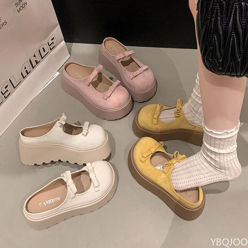 Fashion Versatile bow height increasing, short cool drag women's spring summer new style thick soled simple comfortable women's shoes