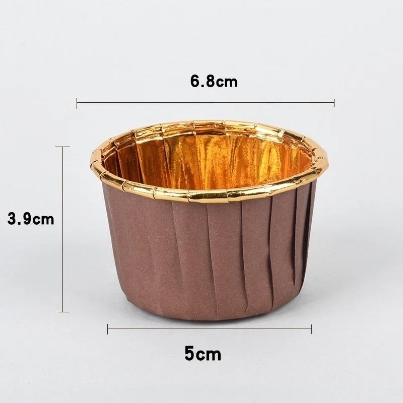 50 Pcs/set Thick Gold and Silver Coating Roll Cup Cake Cup High Temperature Baking Cup Baking Supplies