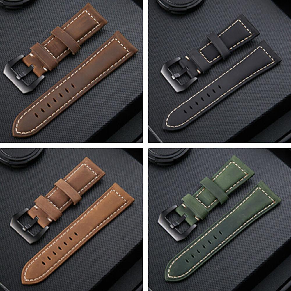 Premium leather Watch Band for Men Women 22mm 24mm 26mm Crazy-Horse leather Watch Strap Replacement Belt bracelet