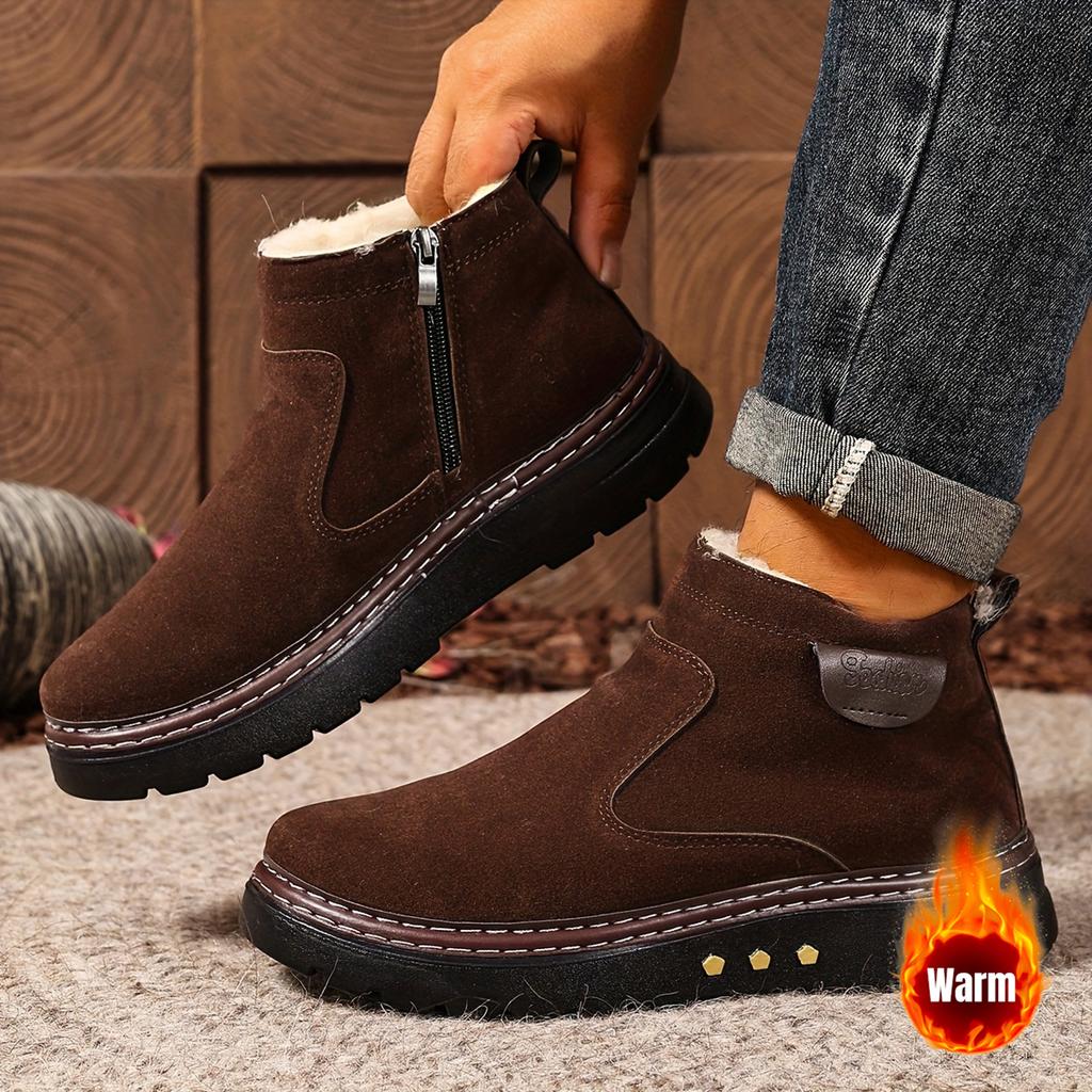 

Чоловічі зимові черевики-сліпони до щиколотки з флісовою підкладкою та товстою ПУ підошвою 42 коричневий