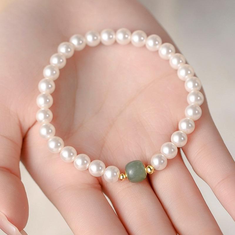 Retro Geometrický Náramek ze Sladkovodních Perel - Módní Pokročilý Design Šperků pro Ženy