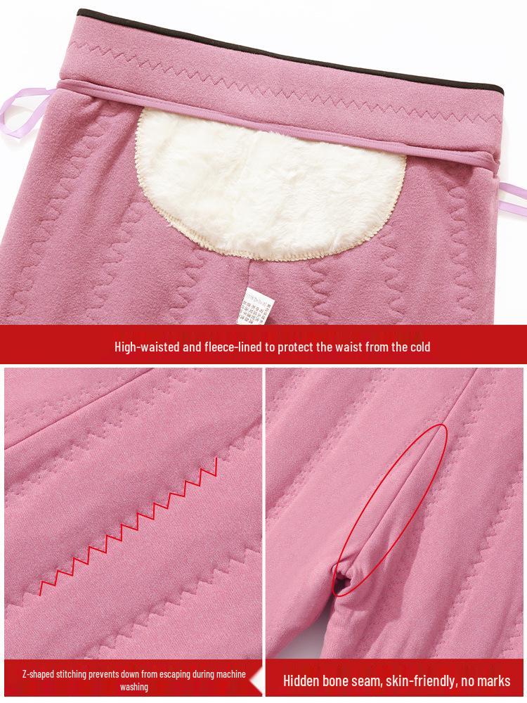 Women's Fleece-Lined High-Waist Winter Pants - Thick, Warm, Slimming, Plus Size Pencil Style with Knee Protection.