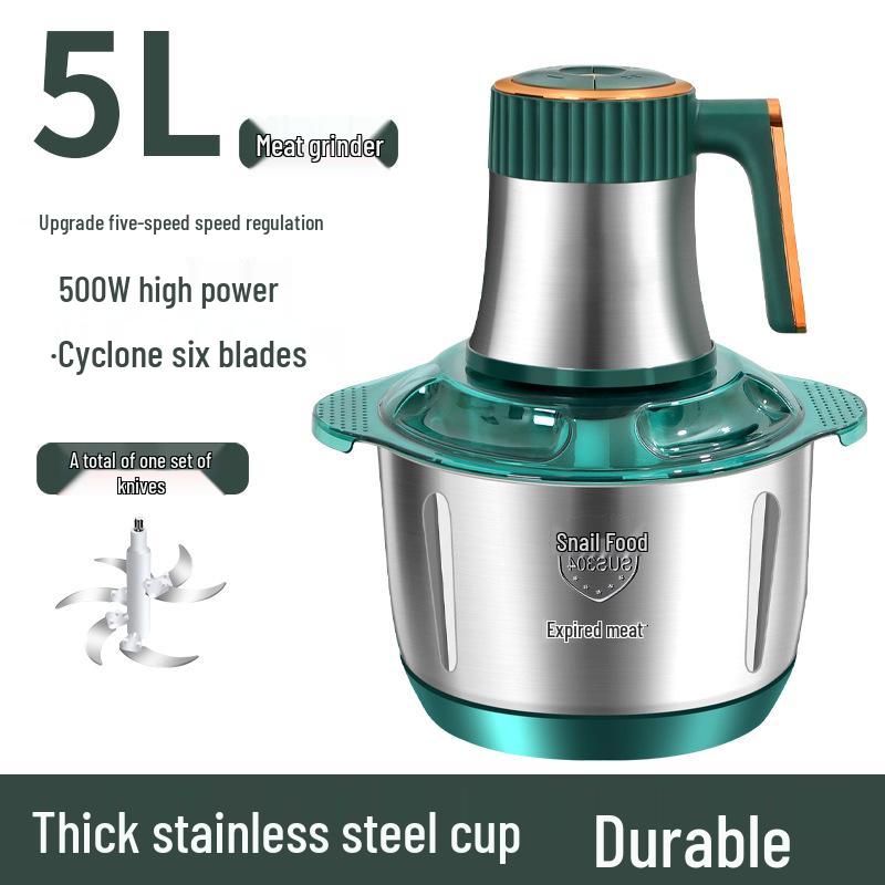 Stainless Steel Automatic Meat Grinder  Mixer, 5L Capacity, Multifunctional Food Processor 5L