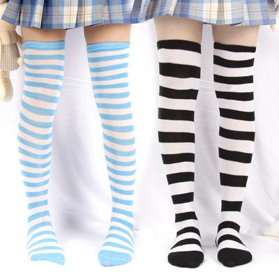 Sexy Long Over Knee Thigh Highs Socks Black White Striped Women Ladies Lolita Anime Cotton Warm Stocking