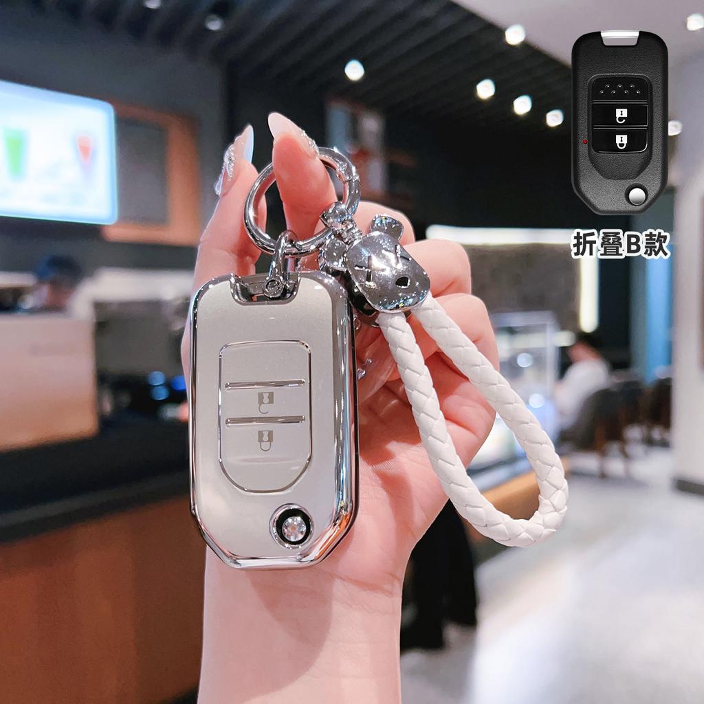 Diamond Car Remote Key Case Cover Protect Shell Fob For Honda Civic Hrv Crv Xrv Crider Odyssey Pilot Fit Accord City Vezel Jade