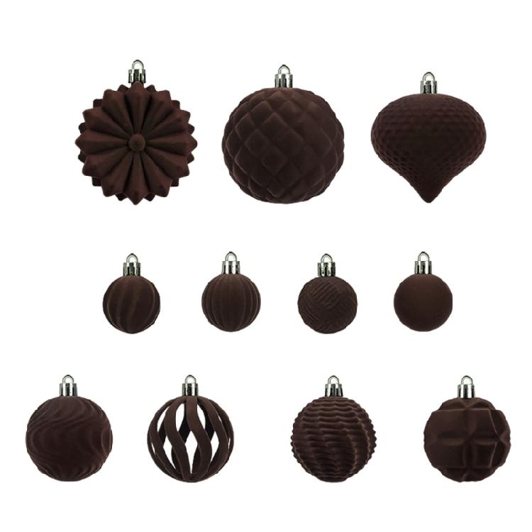 48Pcs Shatterproof Christmas Baubles Velvety Ball Hanging Ornament Christmas Tree Decoration For Wreath Mantels Window