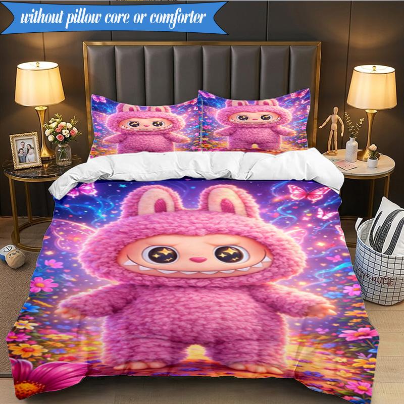 Fantasy Labu-bu Unicorn Journey Set Biancheria da Letto 3 Pezzi Gruppo Musicale K-pop, Ideale per Camera da Letto, Dormitorio, Include Copripiumino e 2 Federe, Regali per Fan