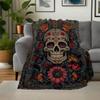 Day of the Dead Sugar Skull Art PrintBlanket Flannel Throw Blanket for Sofa, Bed, Travel, Camping, Office, Couch, Chair, And Bed Gift for Ch
