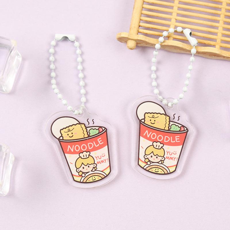 Korean Style Cartoon Drink Bottle Acrylic Keychain - Fun Pendant for Students