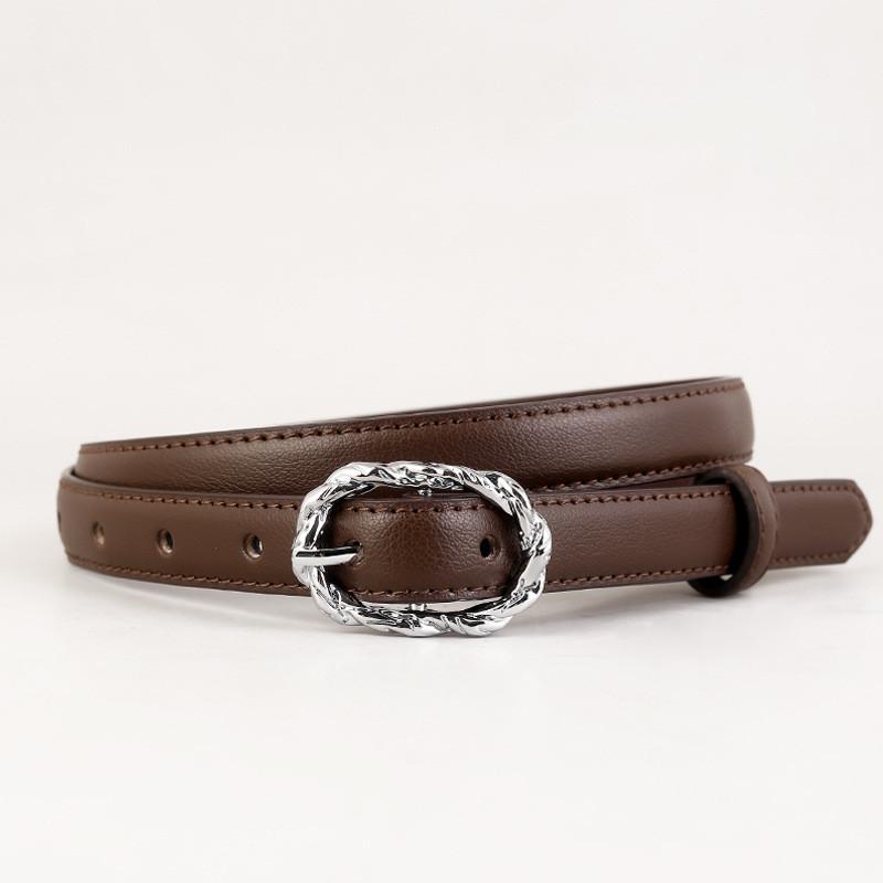 

Fashion Womens Genuine Leather Belt With Pin Buckle For Casual And Office Use темно-коричневого кольору