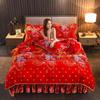 4pcs Bedding Set Fine Velvet Duvet Cover King Queen Size Thicken Quick Warm Coral Fleece Quilt Cover Bed Sheet Pillowcase
