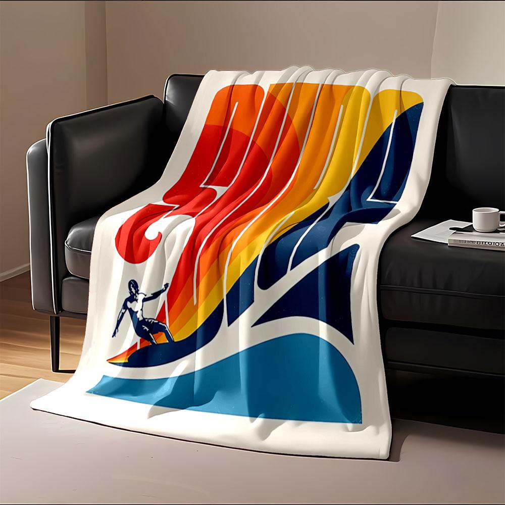 Retro Surfing Graphic Blanket for all seasons blanket lunch break throw gift