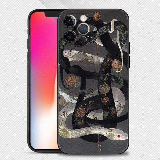 

Чехол для телефона для Iphone 14 13 12 11 Pro Max Mini Xs Max Xr X 7 8 Plus 6s, мягкий силиконовый чехол Funda Hand Snake Flower Snake For iPhone 13 Pro