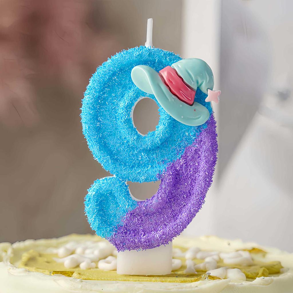 Digital Birthday Candle Decorations - Witch Hat Cake Toppers for Halloween Celebrations.