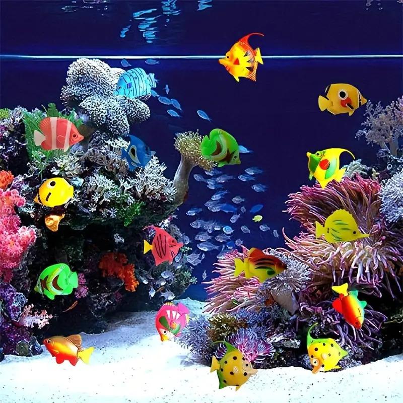 20Pcs Set Tropical Aquarium Decor, Plastic Simulated Floating Fish Ornaments, Random Styles for Home Office Fish Tank Decoration