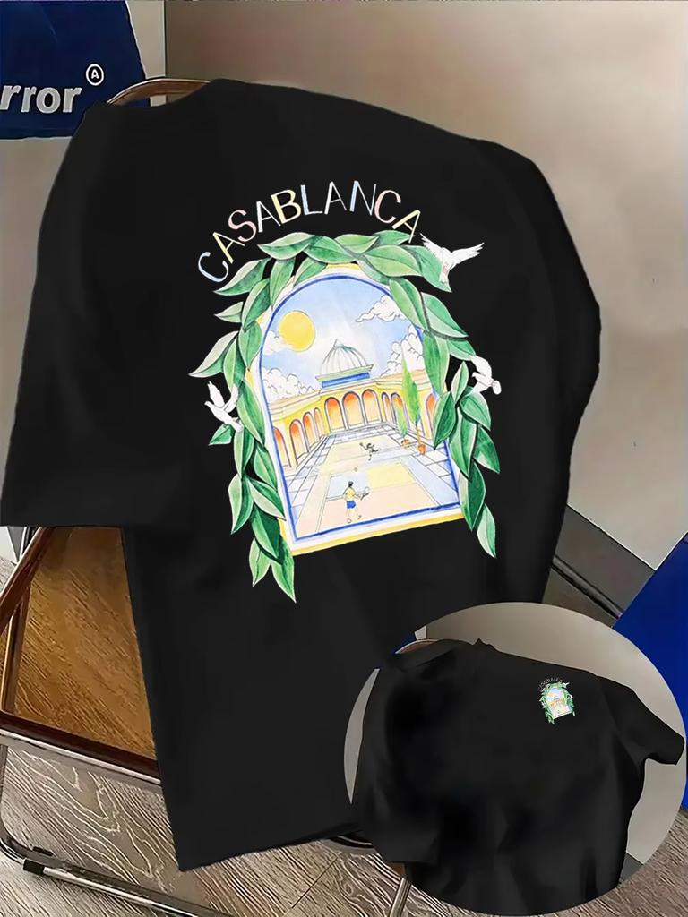 Cs Aesthetic Architectural Graphic Top Casual Round Neck Short Sleeve Tee Summer Neutral Streetwear Cotton Unisexs Tshirt