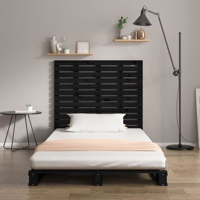 VidaXL Wall-mounted Headboard Black 126x3x91.5 Cm Solid Pine Wood 824682