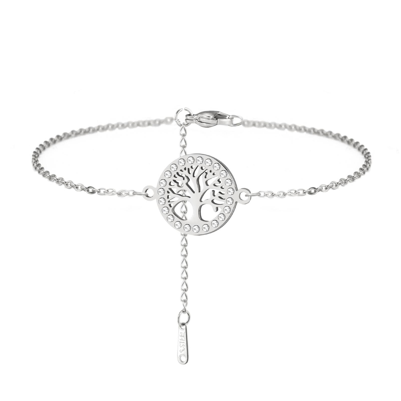 Couple Bracelets Simple Design Korean Hip Hop Diamond Tree Charm Hand Jewelry