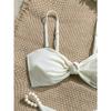 Sexy Weißer Bikini 2025 Frau Damen Schleife vorne Push-up Perlen String Badeanzug Sommer Badeanzug zweiteilige Bademode Biquini