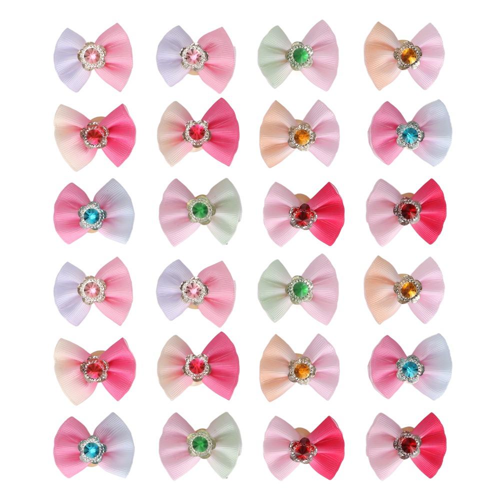 24Pcs Multi Colors Dog Hair Bows Small Size Dog Bow Hair Ties Pet Holiday Ornament