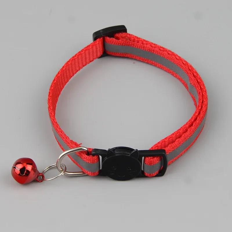 Reflective Cat Collar with Bell Adjustable Nylon Kitten Safe Necklace Collars Buckles For Cute Pets Cat Accessories Supplies